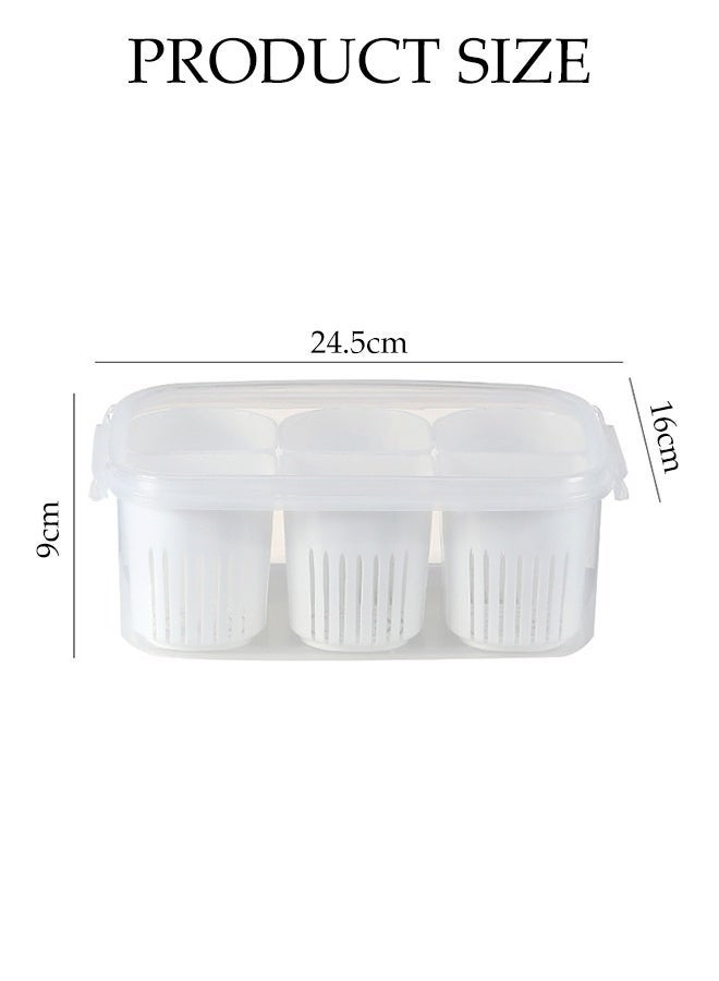 DUNISO Portable Food Storage Containers with Lids,6 Grids  Divided Storage Box,Fresh-keeping Boxes with Drain Baskets, Organizer Bins for Scallion, ginger and garlic - Image 2