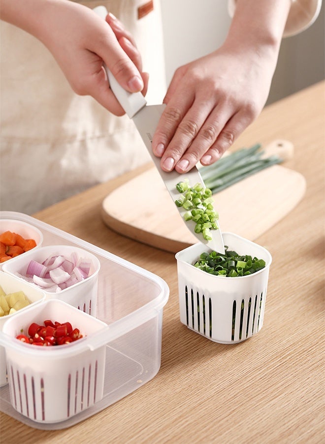 DUNISO Portable Food Storage Containers with Lids,6 Grids  Divided Storage Box,Fresh-keeping Boxes with Drain Baskets, Organizer Bins for Scallion, ginger and garlic - Image 5