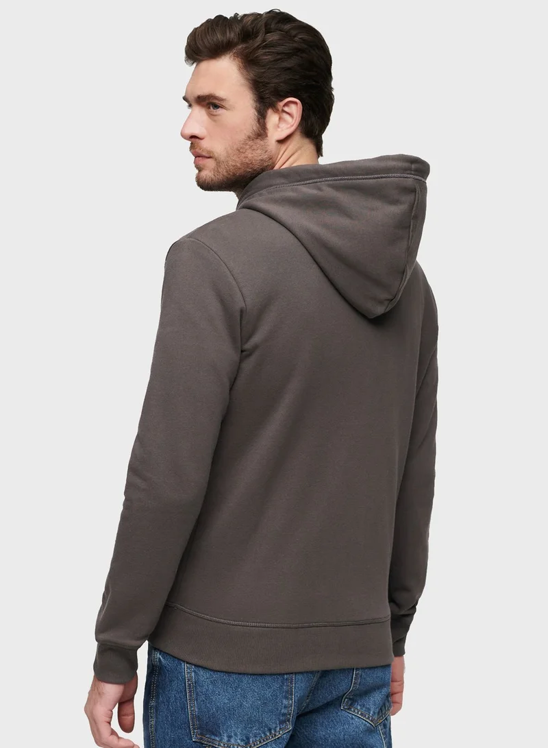 Superdry Logo Print Zip Through Hoodies