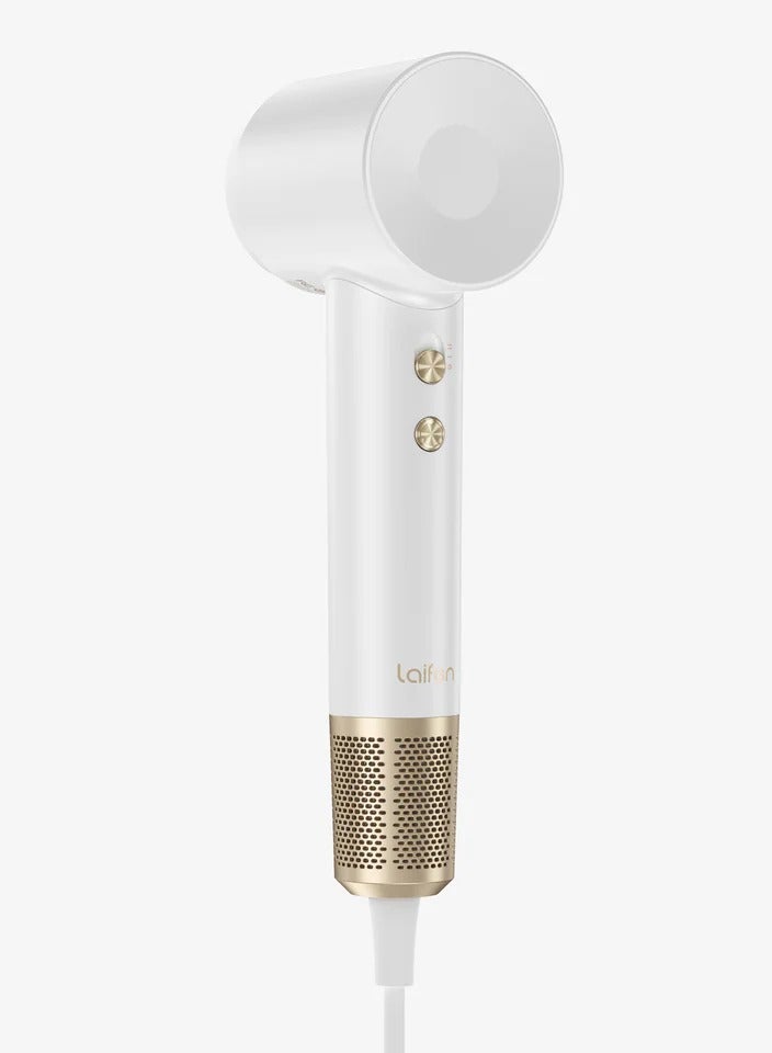 Laifen Swift Premium - High Speed Hair Dryer 110,000 rpm Motor Lightweight Low Noise | 5.5X Fast Drying | Golden White - Best Hair Blow Dryer