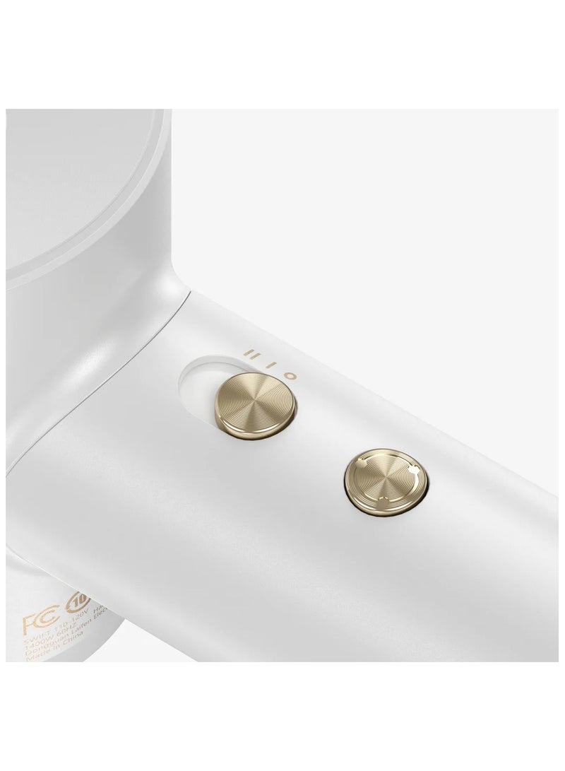 Laifen Swift Premium - High Speed Hair Dryer 110,000 rpm Motor Lightweight Low Noise | 5.5X Fast Drying | Golden White - Best Hair Blow Dryer
