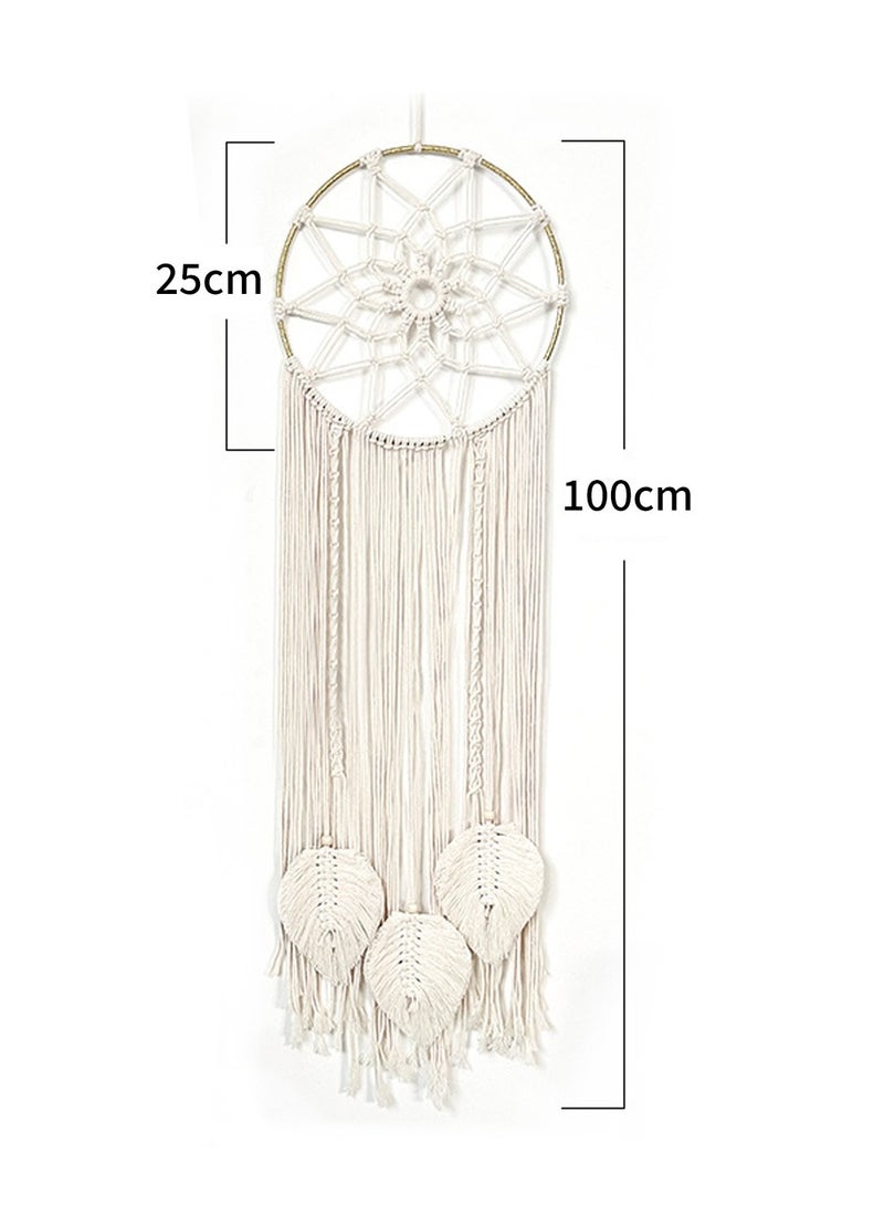 LEOKOR ديكور للتعليق على الحائط منسوج من القطن لتزيين المنزل البوهيمي المنسوج مقاس 100*25 سم باللون الأبيض - Image 5
