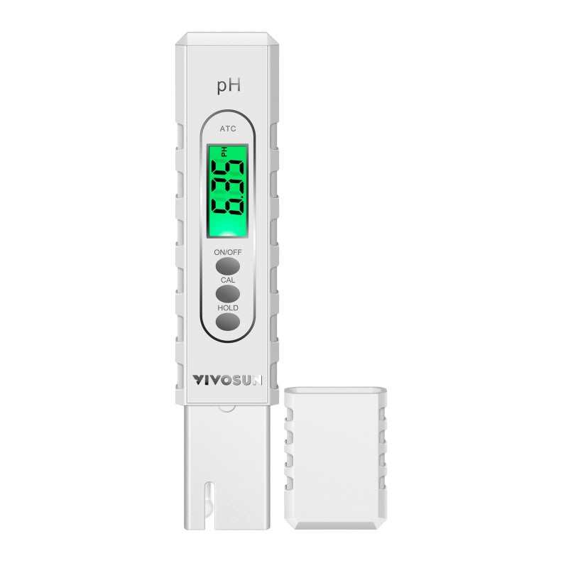 VIVOSUN PH Meter Digital PH Tester Pen 0.01 High Accuracy Water Quality Tester with 0-14 PH Measurement Range for Hydroponics, Household Drinking, Pool and Aquarium, with ATC, White - Image 1