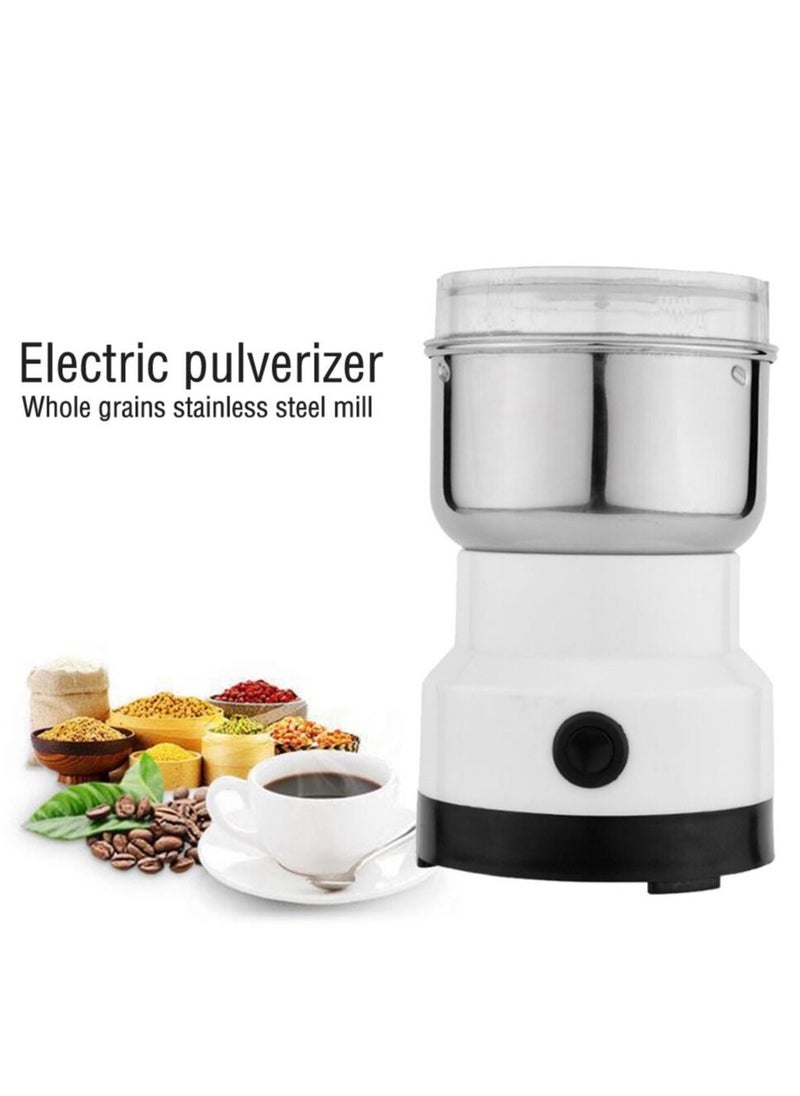 DubaiGallery - Multifunction Smash Machine Electric Cereals Grain Grinder Portable Pulverize Household Small Grinder for Nut Coffee Bean Spice Grinding White - Image 1