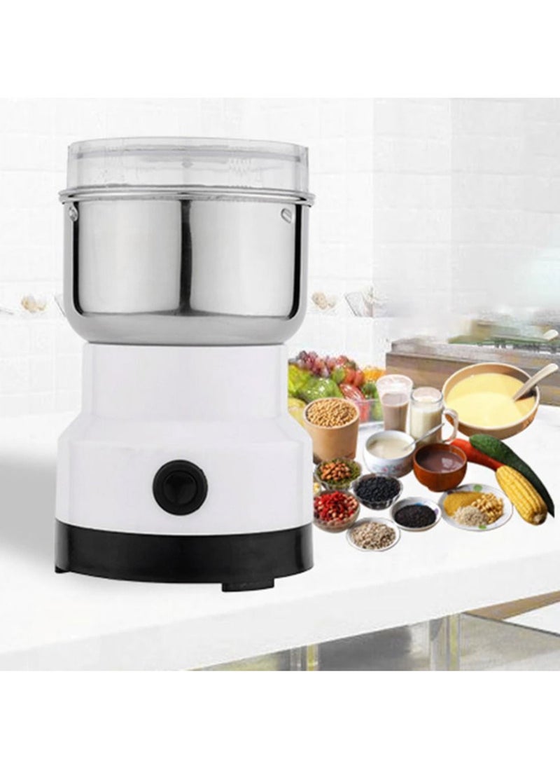 DubaiGallery - Multifunction Smash Machine Electric Cereals Grain Grinder Portable Pulverize Household Small Grinder for Nut Coffee Bean Spice Grinding White - Image 1