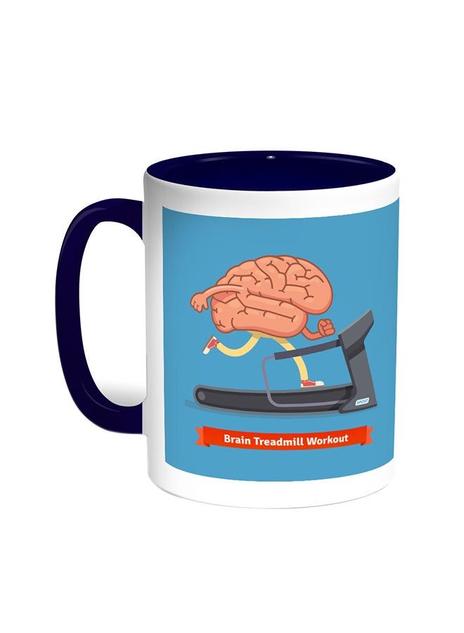 RKN Brain Treadmill Workout Printed Coffee Mug Blue/White 11ounce - Image 1