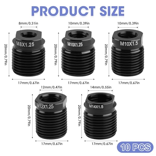 OMASUNB 10PC Gear Shift Adapter Kit, Shift Knob Thread Adapters, Compatible with M8x1.25, M10x1.25, M12x1.25, M14x1.5 Threads, Quick Installation for Manual Transmission Cars, Trucks, and SUVs - Image 2