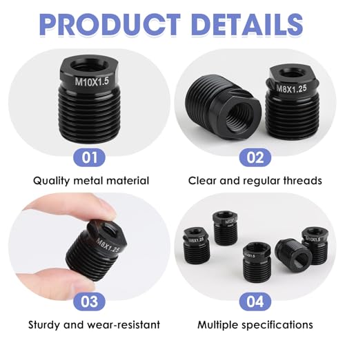 OMASUNB 10PC Gear Shift Adapter Kit, Shift Knob Thread Adapters, Compatible with M8x1.25, M10x1.25, M12x1.25, M14x1.5 Threads, Quick Installation for Manual Transmission Cars, Trucks, and SUVs - Image 3