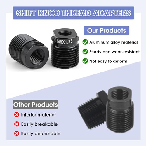 OMASUNB 10PC Gear Shift Adapter Kit, Shift Knob Thread Adapters, Compatible with M8x1.25, M10x1.25, M12x1.25, M14x1.5 Threads, Quick Installation for Manual Transmission Cars, Trucks, and SUVs - Image 4