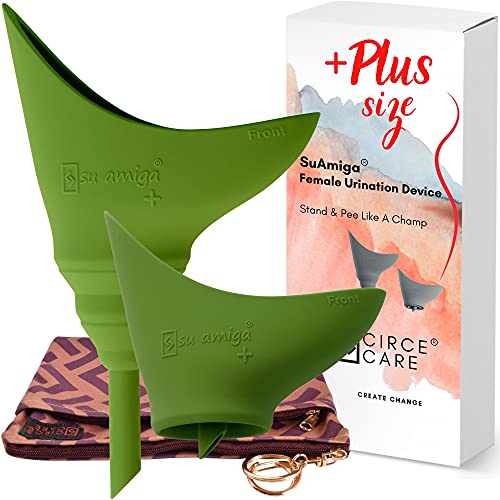 CIRCE CARE 2nd Gen SuAmiga Collapsible Female Urination Device Upgraded (Firm Top for Better Seal); Large Women Pee Funnel with Waterproof Bag; Portable Female Urinal to Pee Standing Up (Plus size) - Image 1