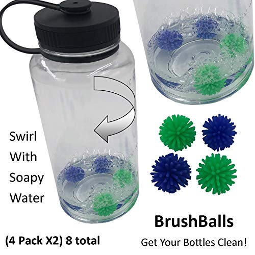 Keyfit Tools BrushBalls (4 pk X2) 8 Total Water Bottle Cleaning Brush Balls Reusable for Sports Drinks & Protein Shakes Cycling Fitness Sports Gym Hiking & Coffee Thermos - Image 2