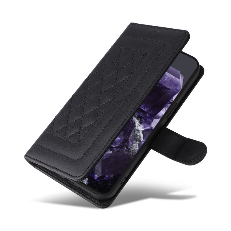 HuHa Protective Cover For Google Pixel 9 Diamond Lattice Leather Flip Phone Case(Black) - Image 5