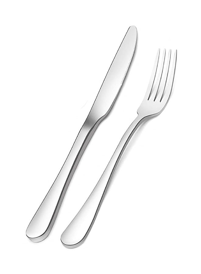 Majestic طقم سكاكين وشوك من الفولاذ المقاوم للصدأ الفاخر مكون من 12 قطعة (6 سكاكين + 6 شوك) – تشطيب مرآة أنيق، مقاوم للصدأ، آمن في غسالة الصحون، متين ومريح للإمساك للاستخدام المنزلي، الفنادق، والمطاعم - Image 1