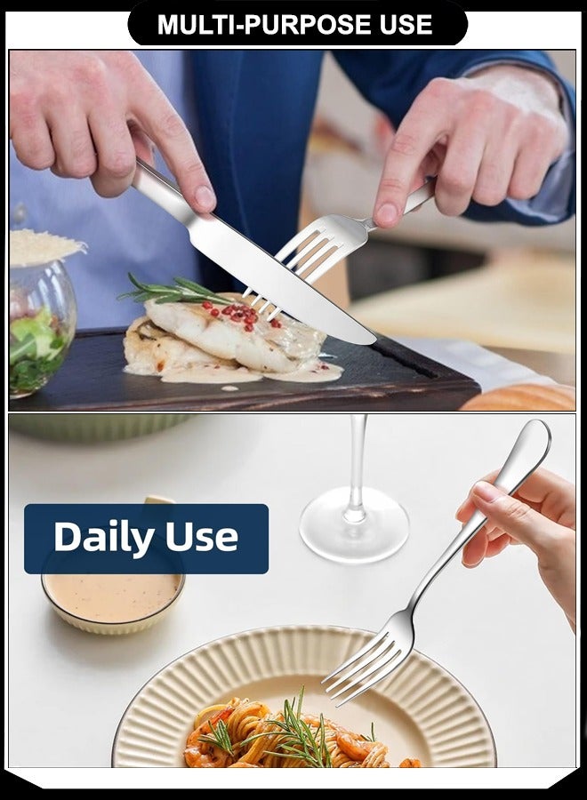 Majestic طقم سكاكين وشوك من الفولاذ المقاوم للصدأ الفاخر مكون من 12 قطعة (6 سكاكين + 6 شوك) – تشطيب مرآة أنيق، مقاوم للصدأ، آمن في غسالة الصحون، متين ومريح للإمساك للاستخدام المنزلي، الفنادق، والمطاعم - Image 3