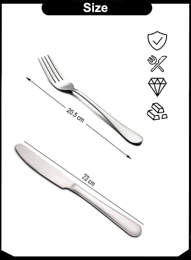 Majestic طقم سكاكين وشوك من الفولاذ المقاوم للصدأ الفاخر مكون من 12 قطعة (6 سكاكين + 6 شوك) – تشطيب مرآة أنيق، مقاوم للصدأ، آمن في غسالة الصحون، متين ومريح للإمساك للاستخدام المنزلي، الفنادق، والمطاعم - Image 5
