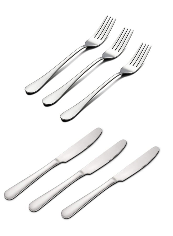 Majestic طقم سكاكين وشوك من الفولاذ المقاوم للصدأ الفاخر مكون من 12 قطعة (6 سكاكين + 6 شوك) – تشطيب مرآة أنيق، مقاوم للصدأ، آمن في غسالة الصحون، متين ومريح للإمساك للاستخدام المنزلي، الفنادق، والمطاعم - Image 2