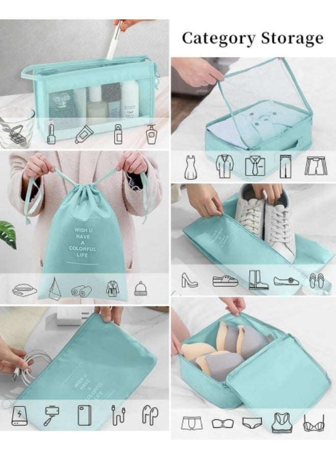 GGEROU مجموعة مكعبات التعبئة من 11 قطعة، مجموعة منظمات تعبئة أمتعة السفر المقاومة للماء، حقيبة أدوات الزينة الكبيرة للسفر - Image 3