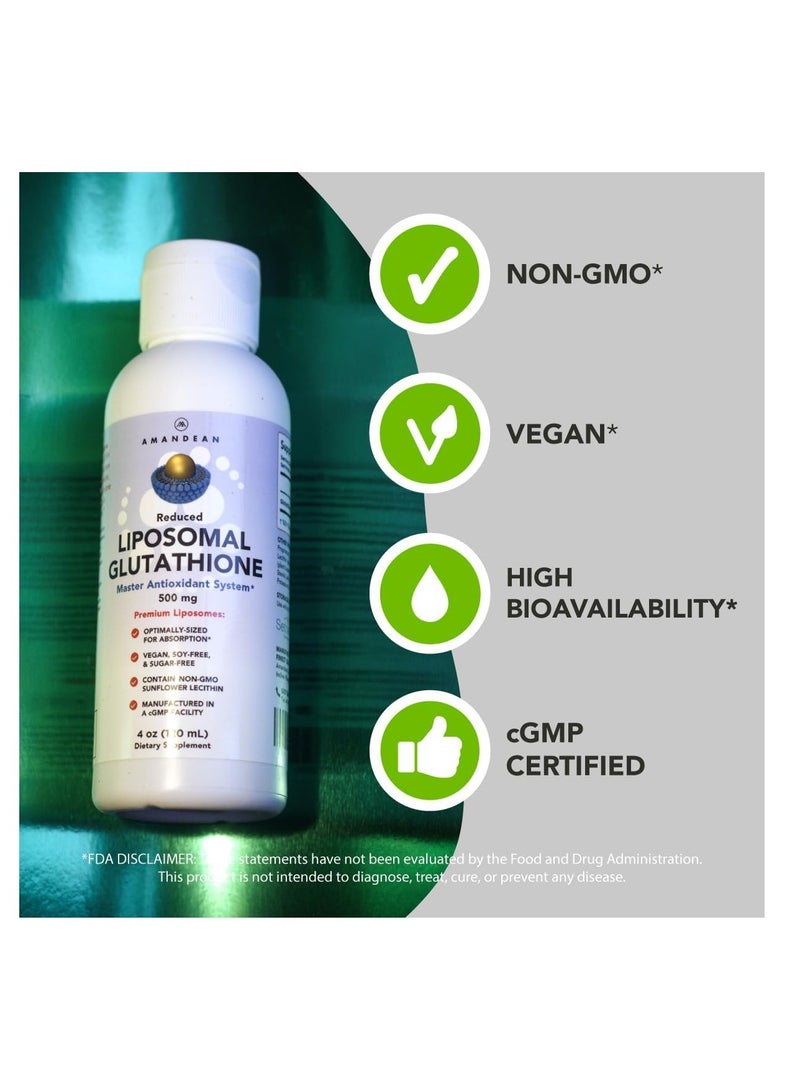 AMANDEAN Liposomal Glutathione Supplement  Immune Support, Brain Health, Liver Detox, Skin Health 4 oz - Image 3