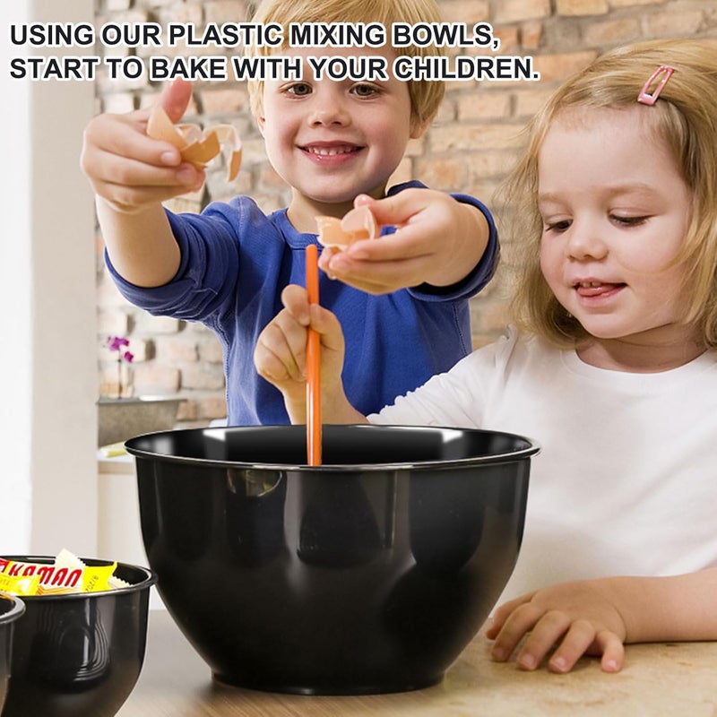 Greentainer 5-Piece Plastic Mixing Bowls with Lids Set for Kitchen, Nesting Bowls for Mixing, Baking, Prepping, Cooking and Serving Food, Black Mixing Bowls Dishwasher, Microwave Safe - Image 5