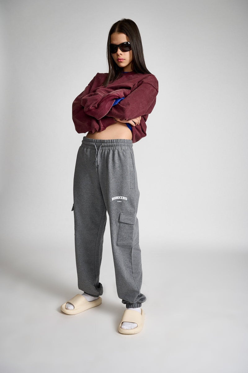 Bonkers Corner Dark Grey Melange Cargo Pants for Women's - Image 2