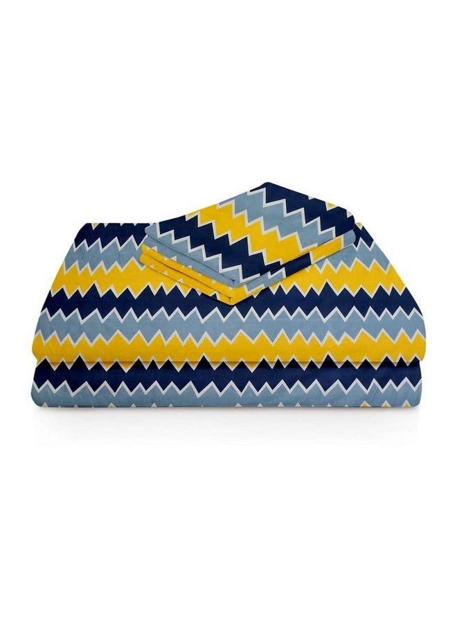 BSB HOME BSB HOME 120 TC Double Printed Bedsheet with 2 Pillow Covers | 110 GSM Soft Brushed Microfiber - Breathable & Wrinkle Free - (86 X 88 Inch, Yellow & Grey & Blue)  - Image 5