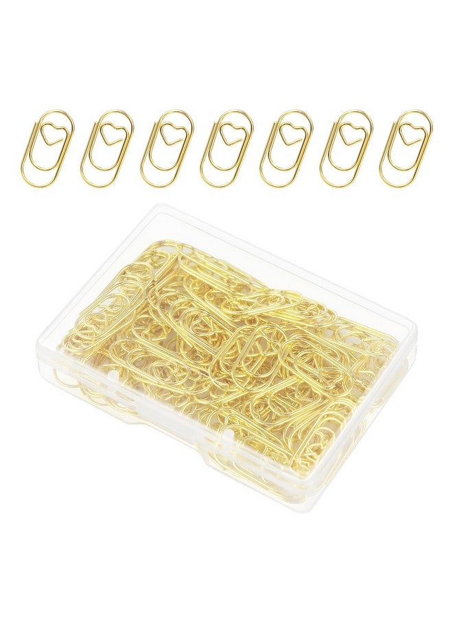 yuntop 100 Pcs Love Heart Shaped Paper Clips, 0.78Inch Cute Mini Paperclips For Office School Home Desk Organizers (Gold) - Image 1