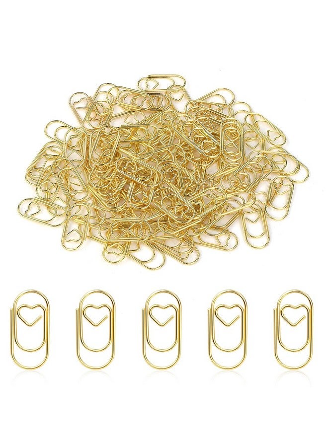 yuntop 100 Pcs Love Heart Shaped Paper Clips, 0.78Inch Cute Mini Paperclips For Office School Home Desk Organizers (Gold) - Image 3