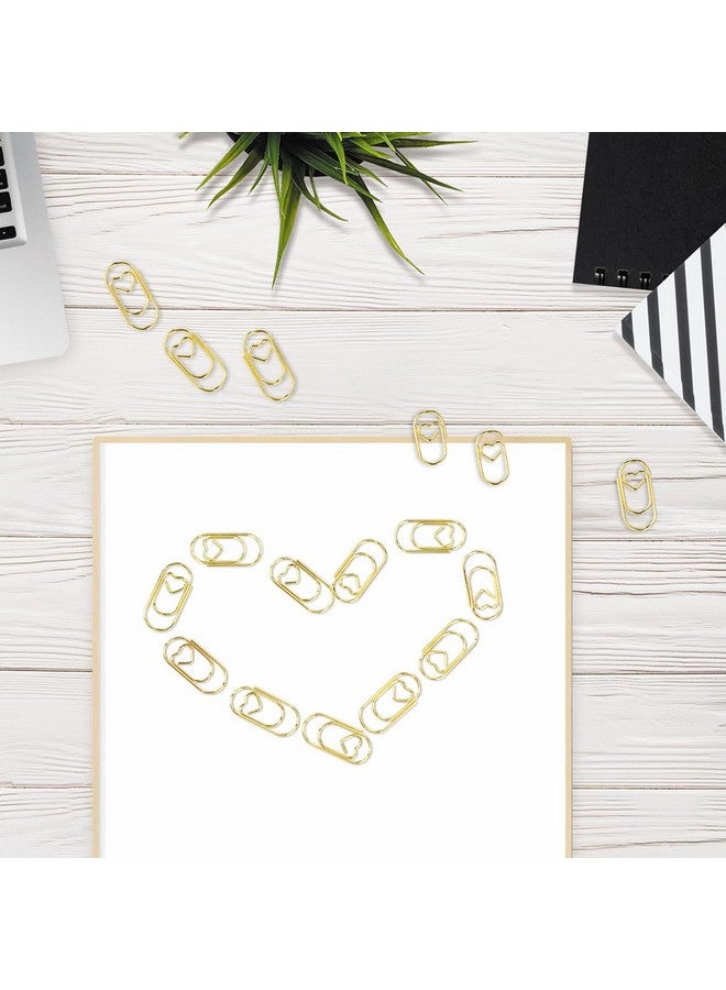 yuntop 100 Pcs Love Heart Shaped Paper Clips, 0.78Inch Cute Mini Paperclips For Office School Home Desk Organizers (Gold) - Image 4