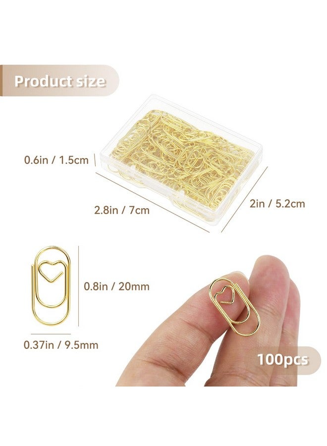 yuntop 100 Pcs Love Heart Shaped Paper Clips, 0.78Inch Cute Mini Paperclips For Office School Home Desk Organizers (Gold) - Image 2