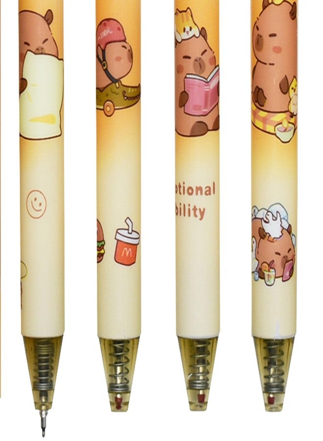 Lopenle 12 Pieces Cute Capybara Pens Kapibara Gel Pens Retractable pen 6 Assorted Colors (Black Ink), Fun Kawaii Stationery for Office, Anime Fans - Image 4