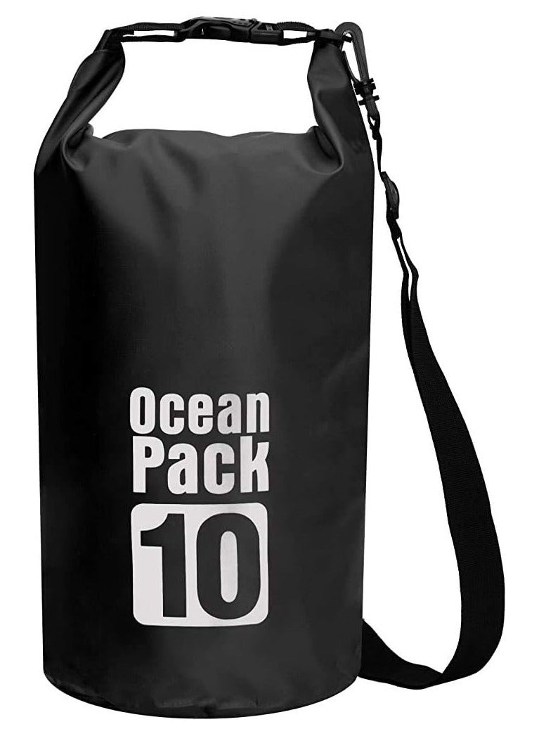 Scrolls PVC Waterproof Dry Bag 10L Diving Foldable Storage Man Women Beach Swimming Bag Rafting River Ocean backpack Dry for Kayaking, Beach, Rafting, Boating, Hiking, Camping and Fishing, 32x20cm- Black  - Image 1