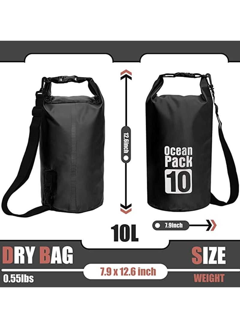 Scrolls PVC Waterproof Dry Bag 10L Diving Foldable Storage Man Women Beach Swimming Bag Rafting River Ocean backpack Dry for Kayaking, Beach, Rafting, Boating, Hiking, Camping and Fishing, 32x20cm- Black  - Image 2