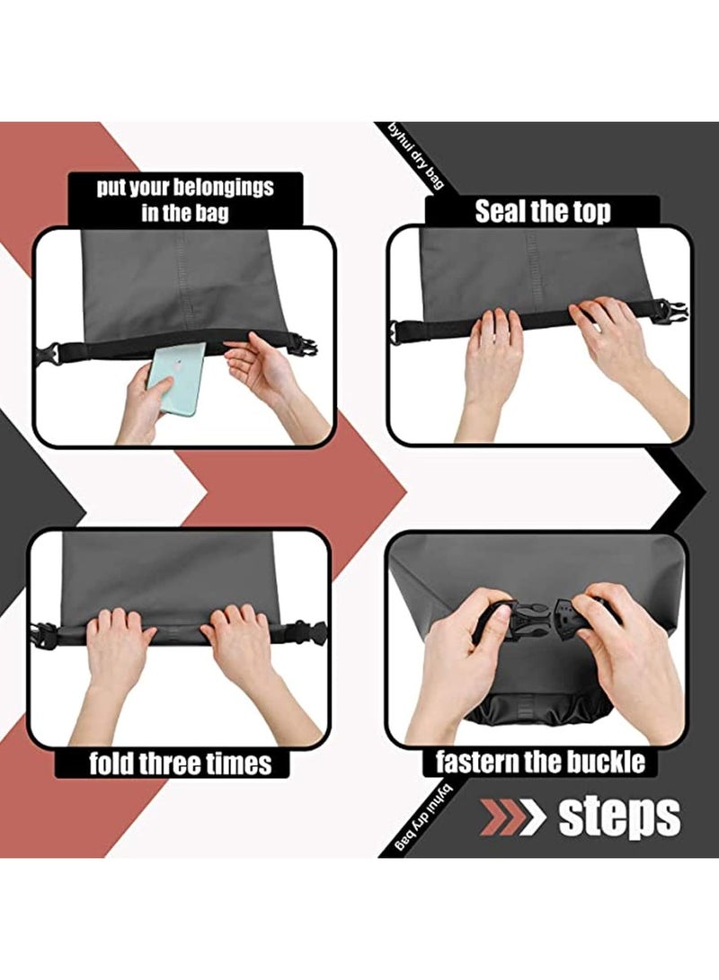 Scrolls PVC Waterproof Dry Bag 10L Diving Foldable Storage Man Women Beach Swimming Bag Rafting River Ocean backpack Dry for Kayaking, Beach, Rafting, Boating, Hiking, Camping and Fishing, 32x20cm- Black  - Image 5