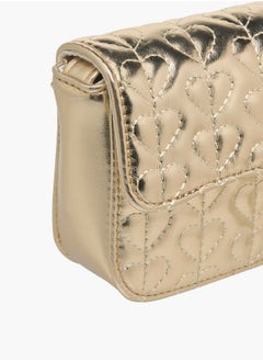 Flora Bella By Shoexpress Girls Heart Embroidered Crossbody Bag with Strap Handle and Flap Closure  - Image 4