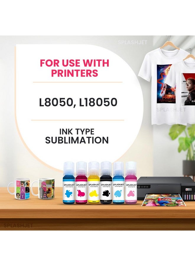 حبر سبلاش جت للطباعة الحرارية لإبسون L8050، L18050 - طباعة نقل حراري على الأكواب، حافظات الهواتف، تي شيرتات بوليستر وغيرها للاستخدام مع طابعات إبسون 6 ألوان (70 جرام × C/M/Y/Bk/LC/LM) - 503504 - Image 3