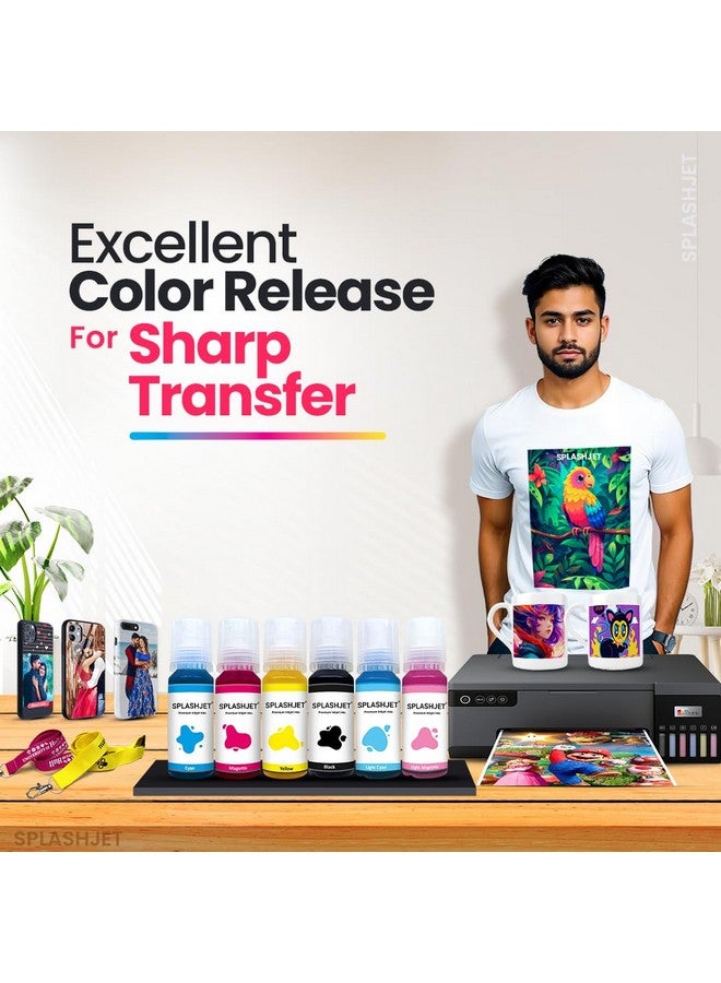 حبر سبلاش جت للطباعة الحرارية لإبسون L8050، L18050 - طباعة نقل حراري على الأكواب، حافظات الهواتف، تي شيرتات بوليستر وغيرها للاستخدام مع طابعات إبسون 6 ألوان (70 جرام × C/M/Y/Bk/LC/LM) - 503504 - Image 4