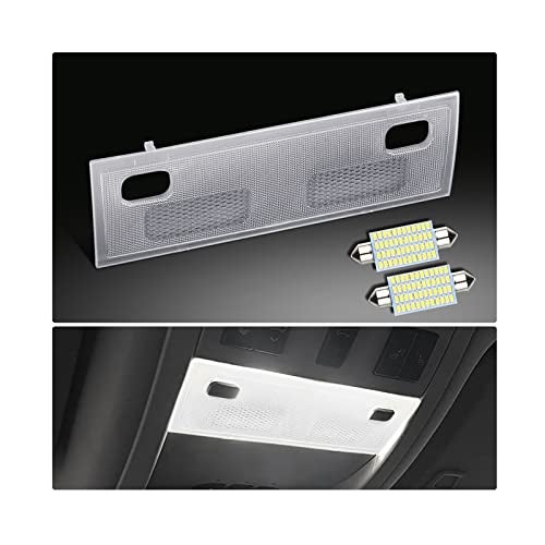 MbuyDIY Interior Map Dome Light Cover Clear Lens Overhead Console with White LED Bulbs Compatible with 2007-2013 Chevy Silverado GMC Sierra Suburban Avalanche Tahoe Yukon Escalade - Image 1