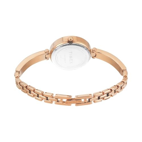 TIMEX Analog Watch for Women with Mother of Pearl White Round Dial & Rose Gold Brass Bracelet Band Water Resistant Women's Wrist Watches - TWEL200SMU05 - Image 4