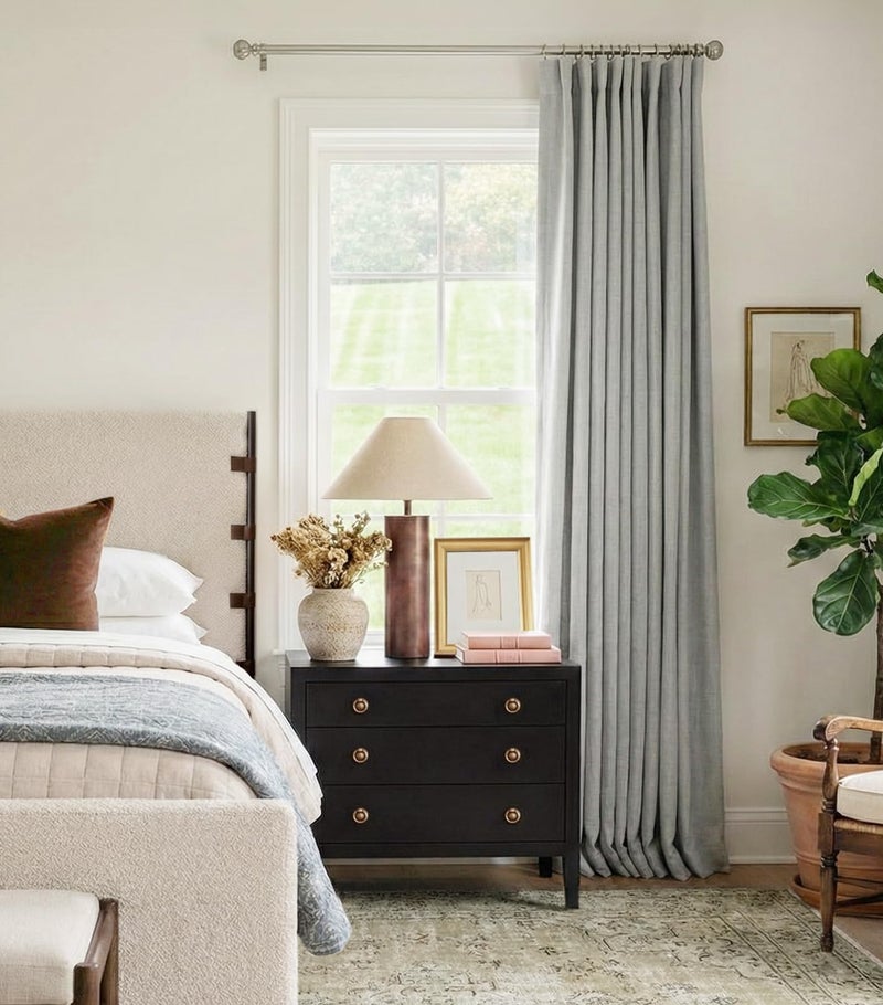 INOVADAY 100% Blackout Curtains for Bedroom, Grey Black Out Curtains 84 Inch Long, Clip Rings Linen Blackout Drapes, Thermal Insulated Room Darkening for Living Room, 2 Panels - W50xL84 - Image 5