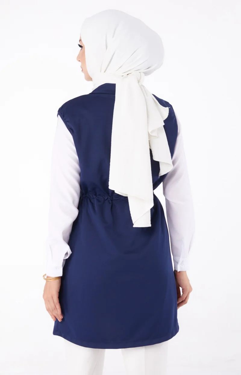 Tofisa Plain Medium Women's Navy Blue Laced Vest - 13263