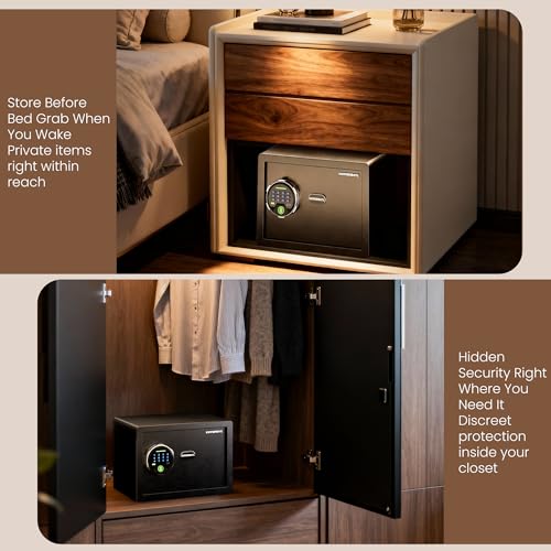 KornerBatl 𝟐𝟎 𝐋𝐁 Smart Biometric Safe with Fingerprint Lock (9.84"D x 13.78"W x 9.84"H), Small Safe Box with Silent Mode & Backlit Keypad & LED Light, 𝐆𝐢𝐟𝐭𝐬 𝐟𝐨𝐫 𝐅𝐚𝐭𝐡𝐞𝐫'𝐬 𝐃𝐚𝐲 - Image 2