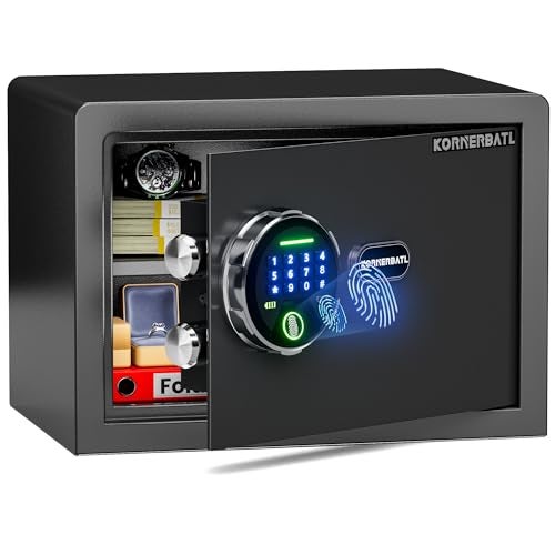 KornerBatl 𝟐𝟎 𝐋𝐁 Smart Biometric Safe with Fingerprint Lock (9.84"D x 13.78"W x 9.84"H), Small Safe Box with Silent Mode & Backlit Keypad & LED Light, 𝐆𝐢𝐟𝐭𝐬 𝐟𝐨𝐫 𝐅𝐚𝐭𝐡𝐞𝐫'𝐬 𝐃𝐚𝐲 - Image 1