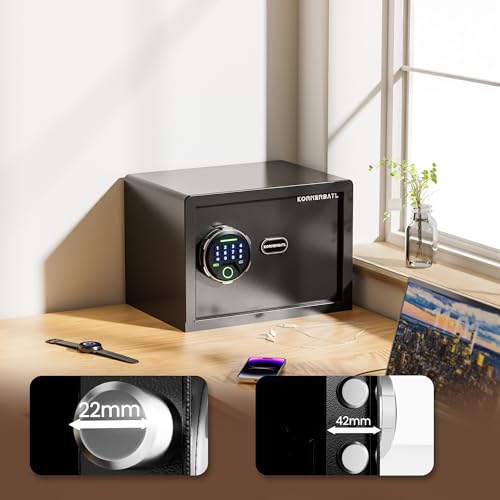 KornerBatl 𝟐𝟎 𝐋𝐁 Smart Biometric Safe with Fingerprint Lock (9.84"D x 13.78"W x 9.84"H), Small Safe Box with Silent Mode & Backlit Keypad & LED Light, 𝐆𝐢𝐟𝐭𝐬 𝐟𝐨𝐫 𝐅𝐚𝐭𝐡𝐞𝐫'𝐬 𝐃𝐚𝐲 - Image 5