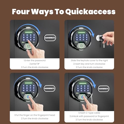 KornerBatl 𝟐𝟎 𝐋𝐁 Smart Biometric Safe with Fingerprint Lock (9.84"D x 13.78"W x 9.84"H), Small Safe Box with Silent Mode & Backlit Keypad & LED Light, 𝐆𝐢𝐟𝐭𝐬 𝐟𝐨𝐫 𝐅𝐚𝐭𝐡𝐞𝐫'𝐬 𝐃𝐚𝐲 - Image 4