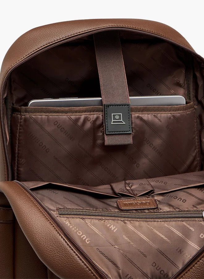DUCHINI Solid Backpack with Adjustable Straps and Zip Closure - 31x17x43 cm