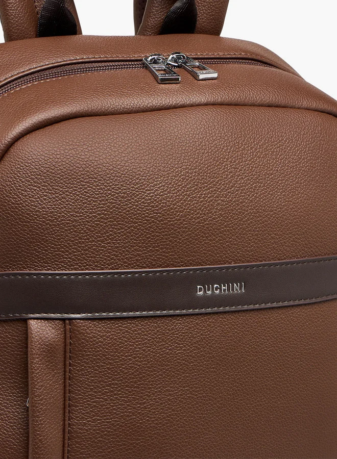 DUCHINI Solid Backpack with Adjustable Straps and Zip Closure - 31x17x43 cm
