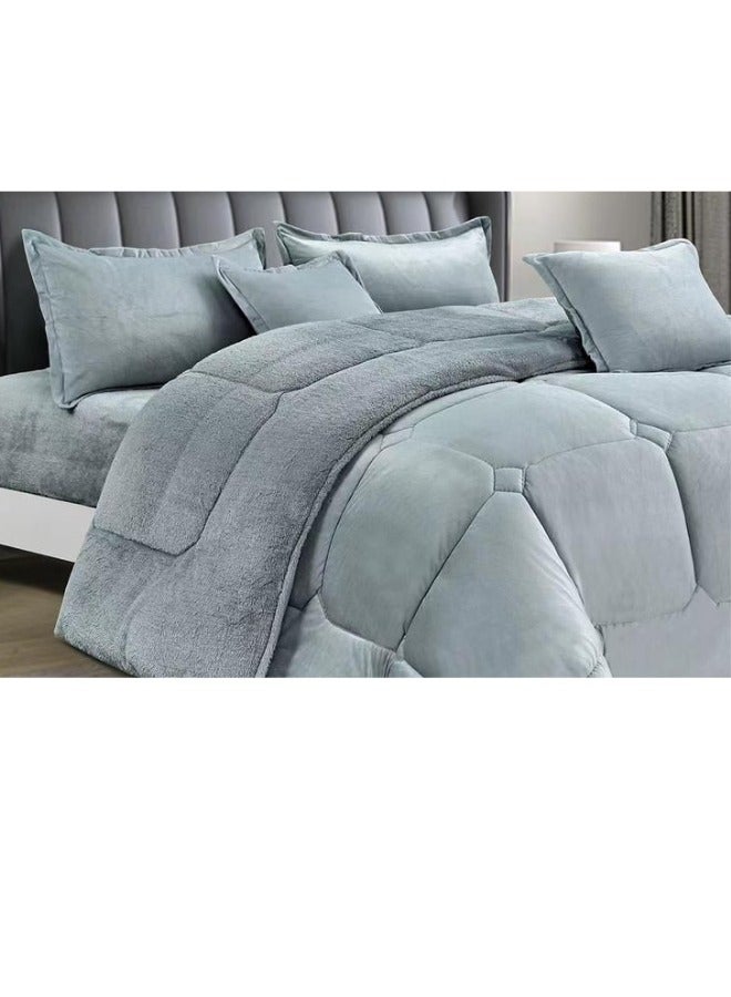 مينج لي مفرش سرير شتوي نفر واحد 4 قطع وجهين وجه مخمل وجه فرو مقاس 170x220 سم - Image 2