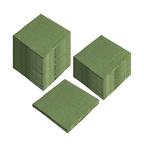 100 Pack Cocktail Napkin 2Ply Dessert Napkins Folded 5 x 5 Inches Disposable Napkins for Dinner Wedding Birthday Party Bridal Anniversary Reception Event 100 Green