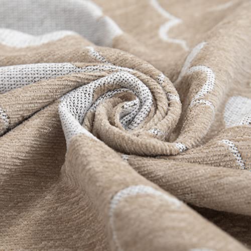 HOKIPO Chenille Sofa Couch Cover Throws Blanket Slipcover 2 Seater, 180 (D) X 230 (L) Cm (AR-4597-D2),Beige - Image 5