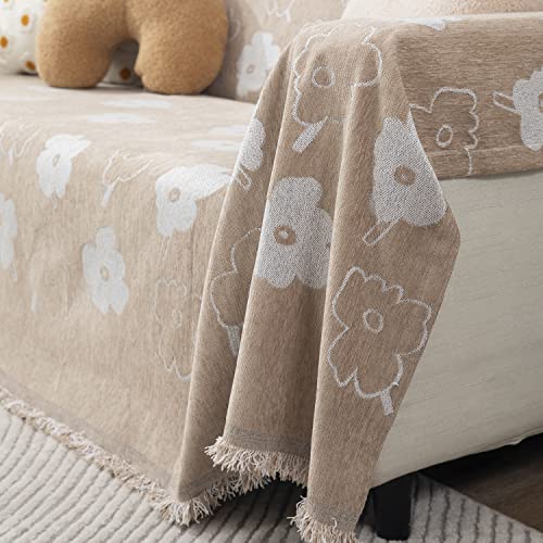 HOKIPO Chenille Sofa Couch Cover Throws Blanket Slipcover 2 Seater, 180 (D) X 230 (L) Cm (AR-4597-D2),Beige - Image 4